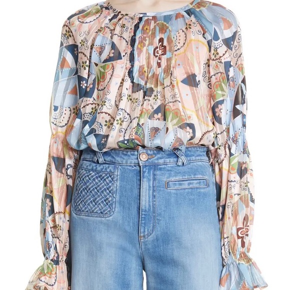 See By Chloe Tops - See By Chloe Pleated Bell Sleeve Top